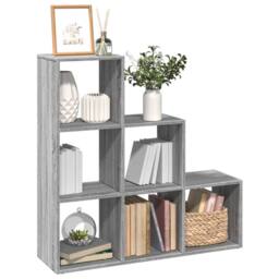 Berkfield Home Room Divider Bookcase¬†3-Tier¬†Grey Sonoma 99x29x99 cm Engineered Wood in Grey - Size: 99 x 29 x 99 cm - thumbnail 2