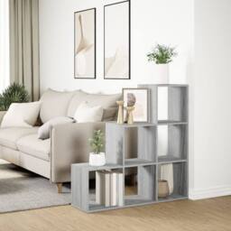 Berkfield Home Room Divider Bookcase¬†3-Tier¬†Grey Sonoma 99x29x99 cm Engineered Wood in Grey - Size: 99 x 29 x 99 cm - thumbnail 4