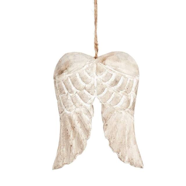 Sass & Belle Angel Wings Wooden Christmas Hanging Decoration in Light Brown