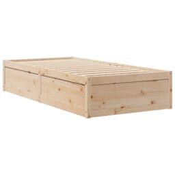 Berkfield Home Bed Frame without Mattress 75x190 cm Small Single Solid Wood Pine in Light Tan - thumbnail 3