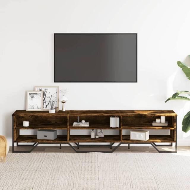 Berkfield Home TV Cabinet Smoked Oak 180x34x41 cm Engineered Wood in Brown - Size: 180 x 34 x 41 cm - image 1