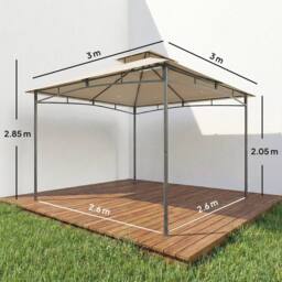OUTSUNNY 3 x 3 m Gazebo, Outdoor Gazebo Canopy with 2-Tier Roof in Beige - thumbnail 3