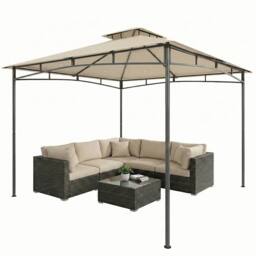 OUTSUNNY 3 x 3 m Gazebo, Outdoor Gazebo Canopy with 2-Tier Roof in Beige - thumbnail 2