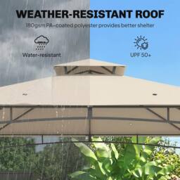 OUTSUNNY 3 x 3 m Gazebo, Outdoor Gazebo Canopy with 2-Tier Roof in Beige - thumbnail 4