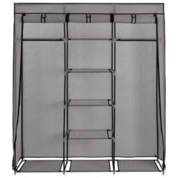 Berkfield Home Wardrobe with Compartments & Rods Grey 150x45x175 cm Fabric - Size: 150 x 45 x 175 cm - thumbnail 5