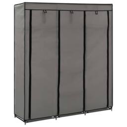 Berkfield Home Wardrobe with Compartments & Rods Grey 150x45x175 cm Fabric - Size: 150 x 45 x 175 cm - thumbnail 1