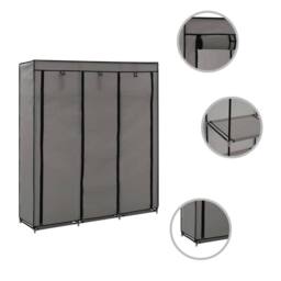 Berkfield Home Wardrobe with Compartments & Rods Grey 150x45x175 cm Fabric - Size: 150 x 45 x 175 cm - thumbnail 2