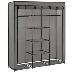Berkfield Home Wardrobe with Compartments & Rods Grey 150x45x175 cm Fabric - Size: 150 x 45 x 175 cm - thumbnail 4