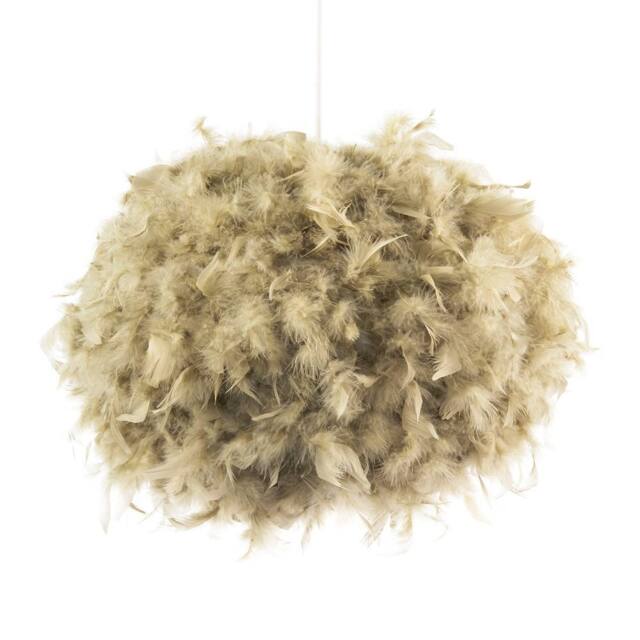 Happy Homewares Modern & Unique Large Olive Green Feather Decorated Pendant Shade - Size: 16 inches - image 1