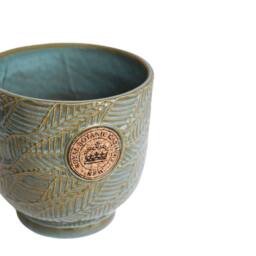 Ivyline Kew Leaf Embossed Moss Cork Plant Pot H18cm D18cm in Green - Size: Medium - thumbnail 3