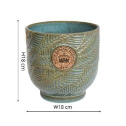 Ivyline Kew Leaf Embossed Moss Cork Plant Pot H18cm D18cm in Green - Size: Medium - thumbnail 5
