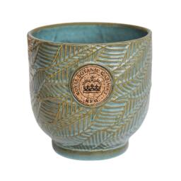 Ivyline Kew Leaf Embossed Moss Cork Plant Pot H18cm D18cm in Green - Size: Medium - thumbnail 2