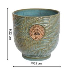 Ivyline Kew Leaf Embossed Moss Cork Plant Pot H18cm D18cm in Green - Size: Medium - thumbnail 6