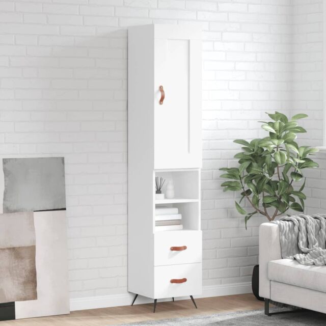 Berkfield Home Highboard White 34.5x34x180 cm Engineered Wood - image 1