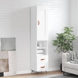 Berkfield Home Highboard White 34.5x34x180 cm Engineered Wood - thumbnail 1
