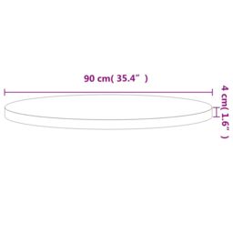 Berkfield Home Table Top Ã˜90x4 cm Round Solid Wood Beech in Brown - Size: 90x4 cm - thumbnail 4