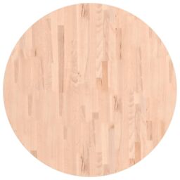 Berkfield Home Table Top Ã˜90x4 cm Round Solid Wood Beech in Brown - Size: 90x4 cm - thumbnail 2