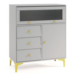 Costway Wooden Chest of Drawers 3-Drawer Dresser Storage Cabinet Chest Cupboard Organiser Unit in Grey - thumbnail 2