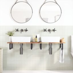 Berkfield Home Bathroom Vanity Top Untreated 120x40x2 cm Solid Wood Acacia in Brown - Size: 120 x 40 x 2 cm - thumbnail 2
