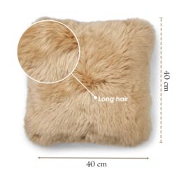 Infinity Leather Luxury Genuine Sheepskin 40x40cm Real Wool Single Sided Cushion in Taupe - Size: 40 cm x 40 cm - thumbnail 2