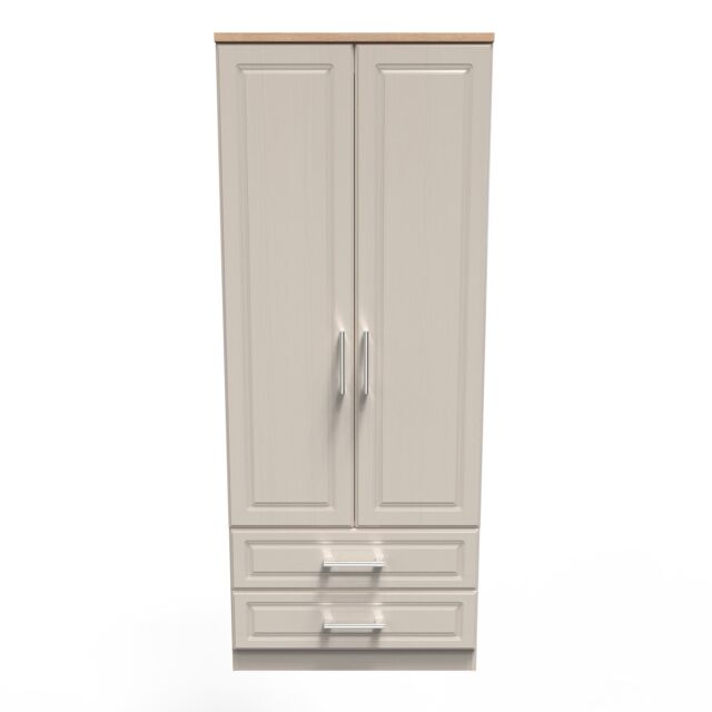 Ready Assembled 2 U Norfolk 2 Door 2 Drawer Wardrobe (Ready Assembled) in Taupe - Size: Large - image 1