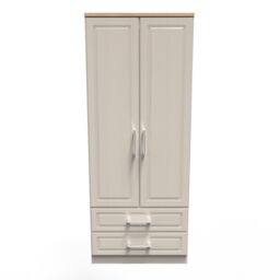 Ready Assembled 2 U Norfolk 2 Door 2 Drawer Wardrobe (Ready Assembled) in Taupe - Size: Large - thumbnail 1