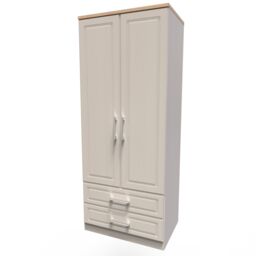 Ready Assembled 2 U Norfolk 2 Door 2 Drawer Wardrobe (Ready Assembled) in Taupe - Size: Large - thumbnail 3