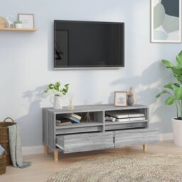 Berkfield Home TV Cabinet Grey Sonoma 100x34.5x44.5 cm Engineered Wood - thumbnail 3