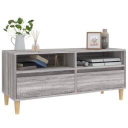 Berkfield Home TV Cabinet Grey Sonoma 100x34.5x44.5 cm Engineered Wood - thumbnail 4