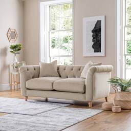 The Great Sofa Company Kensington 2-Seater Velvet Chesterfield Sofa in Cream - Size: 2 Seater - thumbnail 2