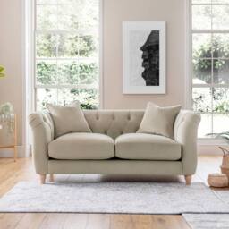 The Great Sofa Company Kensington 2-Seater Velvet Chesterfield Sofa in Cream - Size: 2 Seater