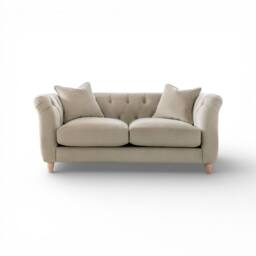 The Great Sofa Company Kensington 2-Seater Velvet Chesterfield Sofa in Cream - Size: 2 Seater - thumbnail 3