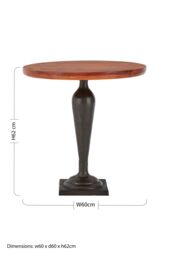 Orsina Antique Round Side Table With Walnut Surface, Accent Table With Black Urn Stand, Wooden End Table For Patio in Brown - thumbnail 4