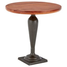 Orsina Antique Round Side Table With Walnut Surface, Accent Table With Black Urn Stand, Wooden End Table For Patio in Brown - thumbnail 2