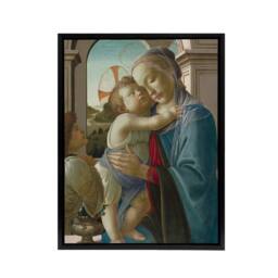 "Artery8 Virgin & Child an Angel Botticelli Black Framed Canvas Wall Art - Size: W12"" x H16""" - thumbnail 1