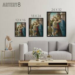 "Artery8 Virgin & Child an Angel Botticelli Black Framed Canvas Wall Art - Size: W12"" x H16""" - thumbnail 4