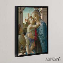 "Artery8 Virgin & Child an Angel Botticelli Black Framed Canvas Wall Art - Size: W12"" x H16""" - thumbnail 2