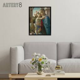 "Artery8 Virgin & Child an Angel Botticelli Black Framed Canvas Wall Art - Size: W12"" x H16""" - thumbnail 3