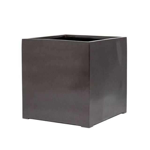 Primrose Metallic grey Polystone Square Cube Garden Planter 40cm - image 1