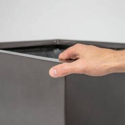 Primrose Metallic grey Polystone Square Cube Garden Planter 40cm - thumbnail 3