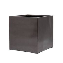 Primrose Metallic grey Polystone Square Cube Garden Planter 40cm - thumbnail 1