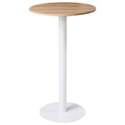 Wyld and Coco Garden Bistro Round Coffee Table 60 cm Light Brown Paper Veneer Top in White - thumbnail 2