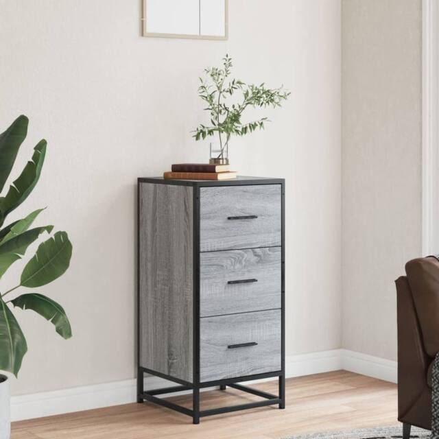 Berkfield Home Sideboard Grey Sonoma 35.5x35x76 cm Engineered Wood & Metal - image 1