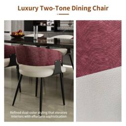 PAWNORA Upholstered Accent Chair Burgundy Red 2PCS - thumbnail 3