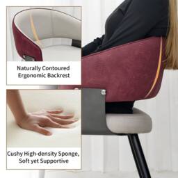 PAWNORA Upholstered Accent Chair Burgundy Red 2PCS - thumbnail 4