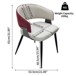 PAWNORA Upholstered Accent Chair Burgundy Red 2PCS - thumbnail 2