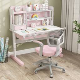 Costway Kids Desk Chair Children Study Chair w/Adjustable Height in Pink - thumbnail 6