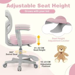 Costway Kids Desk Chair Children Study Chair w/Adjustable Height in Pink - thumbnail 9