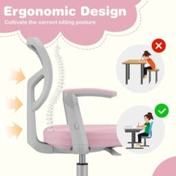 Costway Kids Desk Chair Children Study Chair w/Adjustable Height in Pink - thumbnail 7
