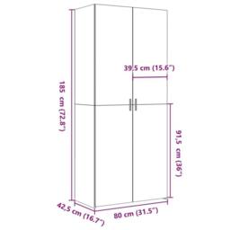 Berkfield Home Highboard Grey Sonoma 80x42.5x185 cm Engineered Wood - thumbnail 9